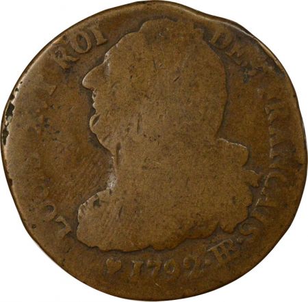 France Louis XVI, Constitution - 2 Sols au Faisceau, type \ Français\  - 1792 BB Strasbourg