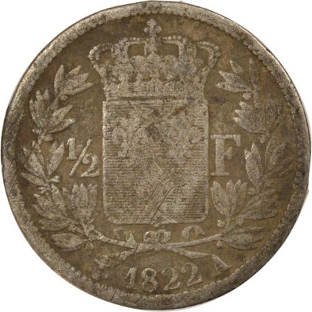 France Louis XVIII - 1/2 Franc Argent - 1822 A Paris