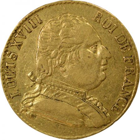 France Louis XVIII - 20 Francs Or, Buste Habillé - 1815 R Londres