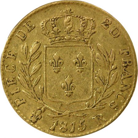 France Louis XVIII - 20 Francs Or, Buste Habillé - 1815 R Londres