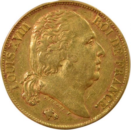 France Louis XVIII - 20 Francs Or, Tête nue - 1818 A Paris