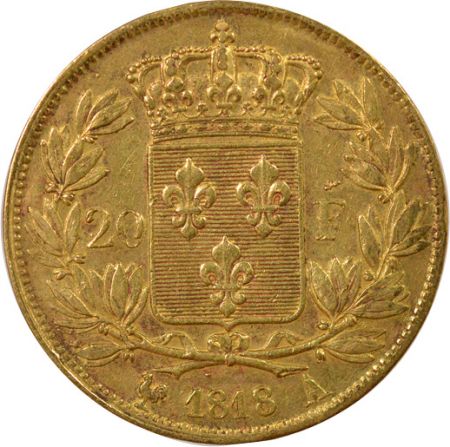 France Louis XVIII - 20 Francs Or, Tête nue - 1818 A Paris