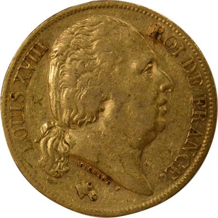 France Louis XVIII - 20 Francs Or, Tête nue - 1824 A Paris