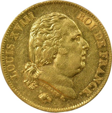 France Louis XVIII - 40 Francs Or, Buste Habillé - 1818 W Lille