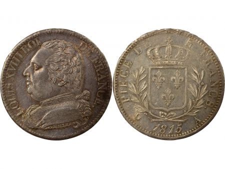 France Louis XVIII - 5 Francs Argent, au Buste Habillé - 1815 A Paris