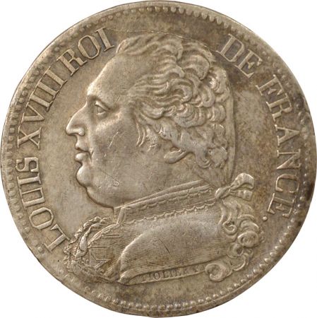 France Louis XVIII - 5 Francs Argent, Buste Habillé - 1814 M Toulouse