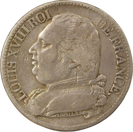 France Louis XVIII - 5 Francs Argent, Buste Habillé - 1814 M Toulouse