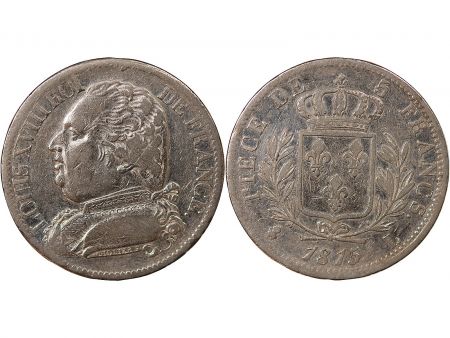 France LOUIS XVIII - 5 FRANCS ARGENT, BUSTE HABILLE - 1815, L BAYONNE