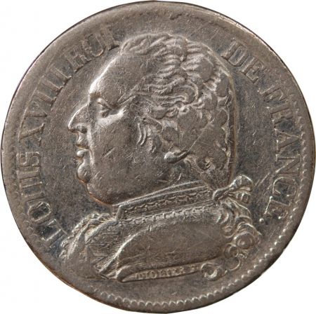 France LOUIS XVIII - 5 FRANCS ARGENT, BUSTE HABILLE - 1815, L BAYONNE