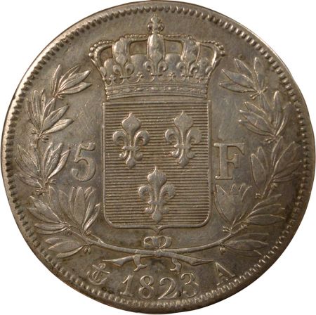 France Louis XVIII - 5 Francs Argent, tête nue - 1823 A Paris