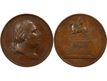 France Louis XVIII - Médaille Cuivre, Statue Equestre de Henri IV - 1817