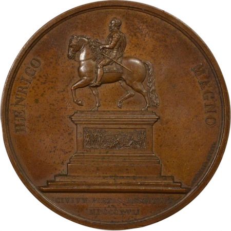 France Louis XVIII - Médaille Cuivre, Statue Equestre de Henri IV - 1817