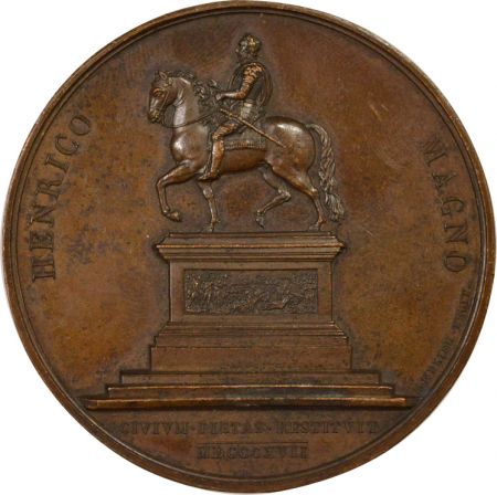 France Louis XVIII - Médaille Cuivre, Statue Equestre de Henri IV - 1817