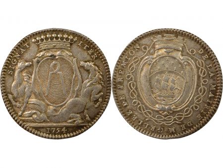 France Maire de Nantes, Jean Baptiste Gellée - Jeton Argent, 1er Mandat - 1754