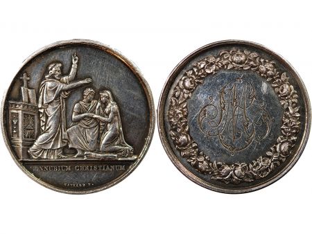 France MARIAGE, PRÊTRE BÉNISSANT - MEDAILLE ARGENT inscrite en 1882