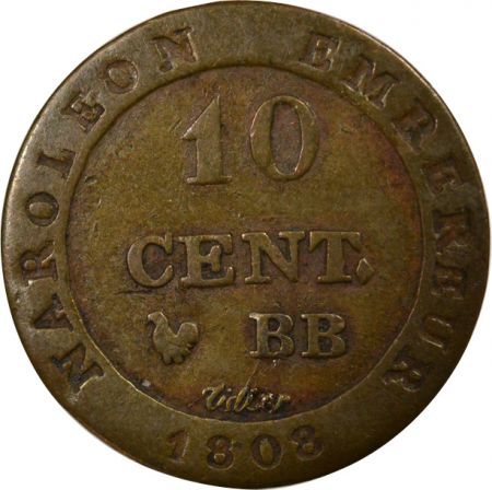 France Napoléon I - 10 Centimes contrefait - 1808 BB Strasbourg