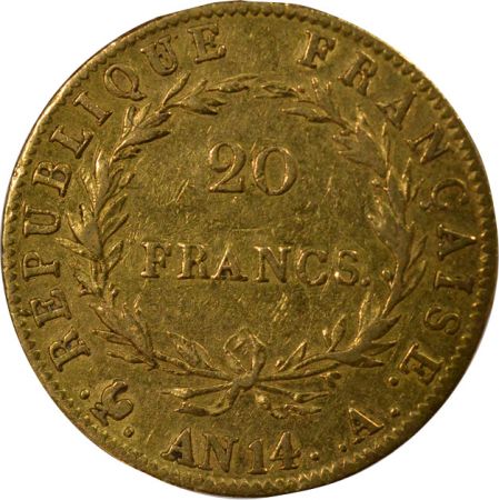 France Napoléon I - 20 Francs Or, République, Cal. Rév. - An 14 A Paris