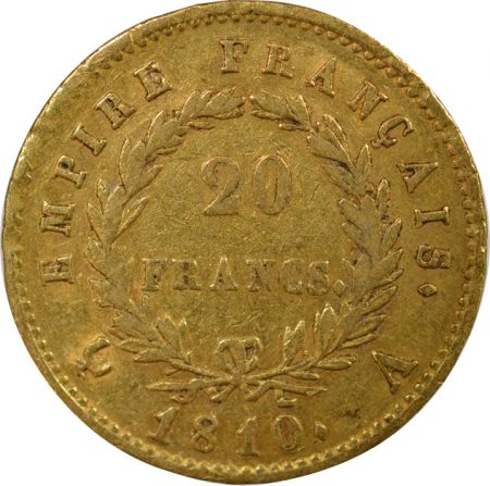 France Napoléon I - 20 Francs Or, Tête laurée, Empire - 1810 A Paris