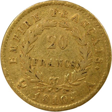 France Napoléon I - 20 Francs Or, Tête laurée, Empire - 1810 A Paris