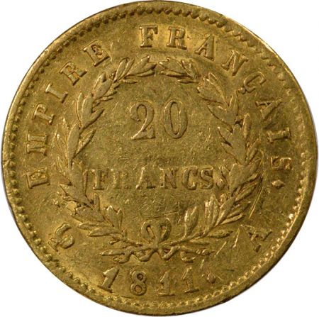 France Napoléon I - 20 Francs Or, Tête laurée, Empire - 1811 A Paris