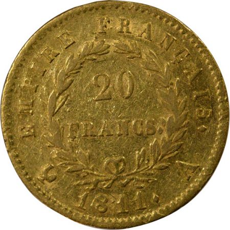 France Napoléon I - 20 Francs Or, Tête laurée, Empire - 1811 A Paris