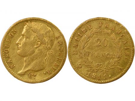 France Napoléon I - 20 Francs Or, Tête laurée, Empire - 1811 A Paris