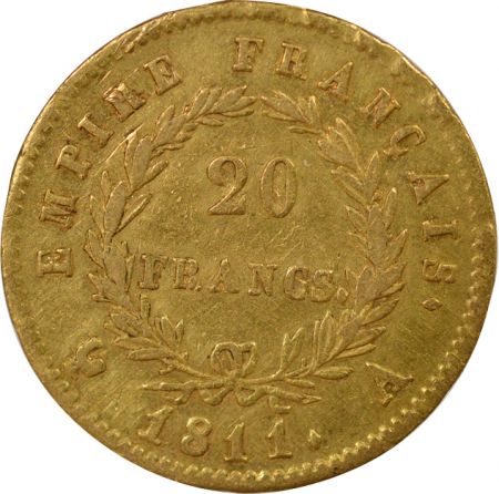 France Napoléon I - 20 Francs Or, Tête laurée, Empire - 1811 A Paris