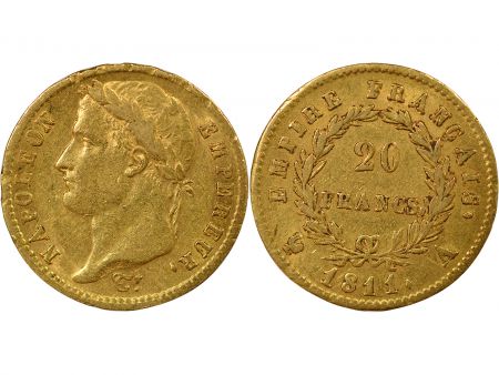 France Napoléon I - 20 Francs Or, Tête laurée, Empire - 1811 A Paris