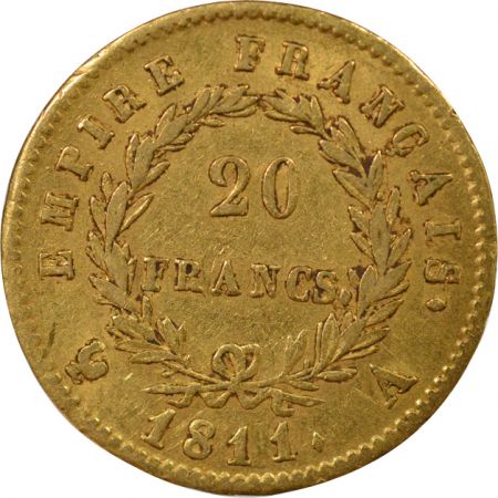 France Napoléon I - 20 Francs Or, Tête laurée, Empire - 1811 A Paris