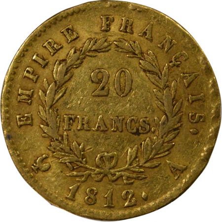 France Napoléon I - 20 Francs Or, Tête laurée, Empire - 1812 A Paris