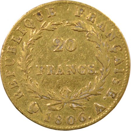 France Napoléon I - 20 Francs Or, Tête nue, Empire - 1806 A Paris