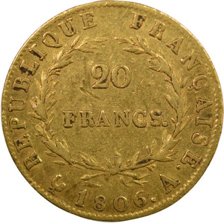 France Napoléon I - 20 Francs Or, Tête nue, Empire - 1806 A Paris