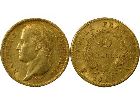 France Napoléon I - 40 Francs Or, Tête Laurée, Empire - 1811 A Paris