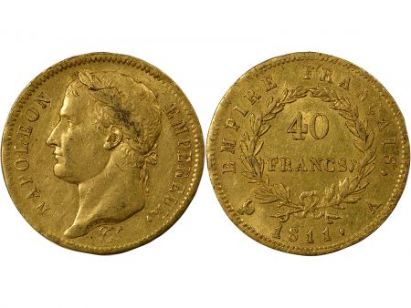 France Napoléon I - 40 Francs Or, Tête Laurée, Empire - 1811 A Paris