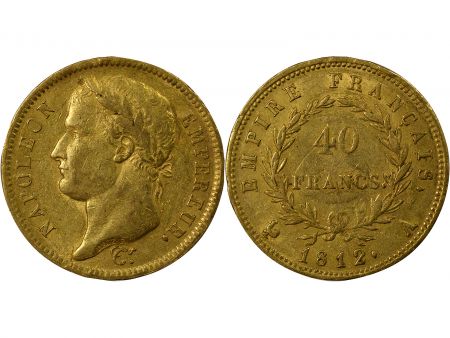 France Napoléon I - 40 Francs Or, Tête Laurée, Empire - 1812 A Paris