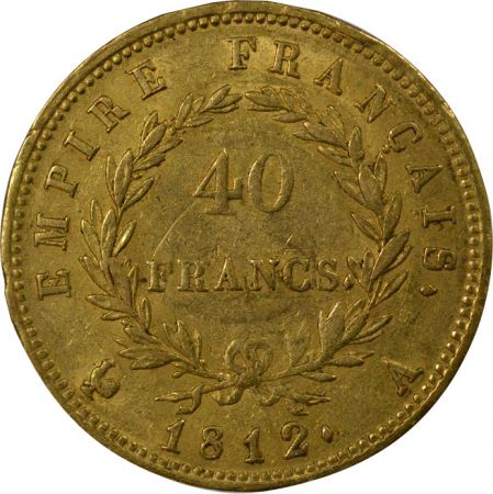 France Napoléon I - 40 Francs Or, Tête Laurée, Empire - 1812 A Paris