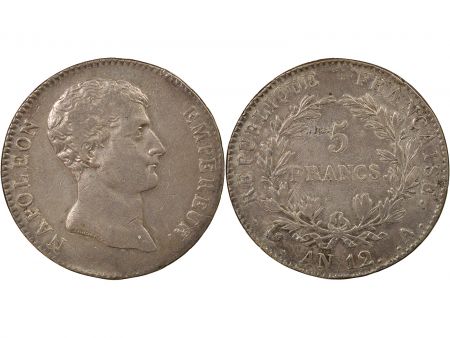 France Napoléon I - 5 Francs Argent, Type Intermédiaire - An 12 A Paris