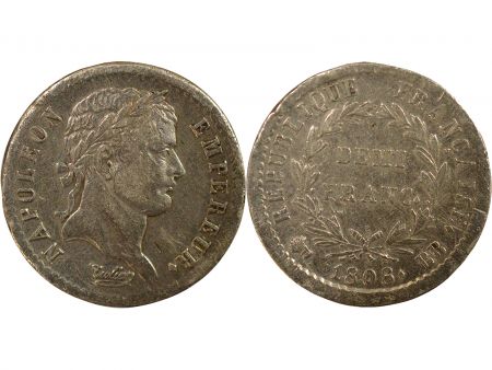 France Napoléon I - Demi Franc Argent, République - 1808 BB Strasbourg