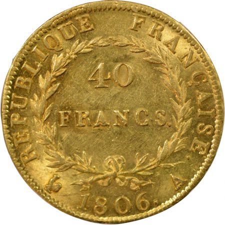 France Napoléon Ier - 40 Francs Or, Tête nue - 1806 A Paris