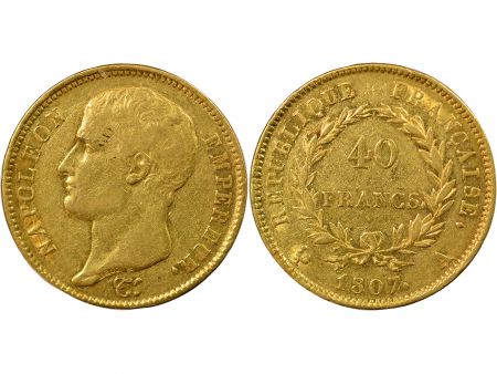 France Napoléon Ier - 40 Francs Or, Tête nue, au Balancier - 1807 A Paris