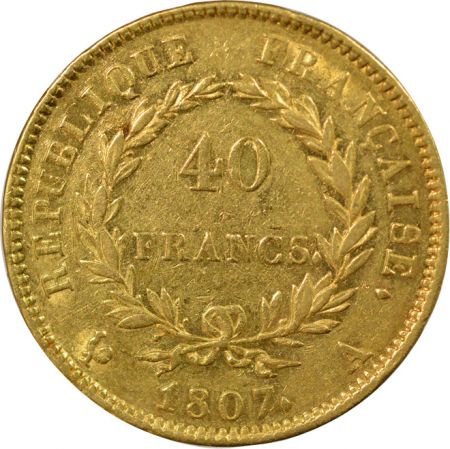 France Napoléon Ier - 40 Francs Or, Tête nue, au Balancier - 1807 A Paris