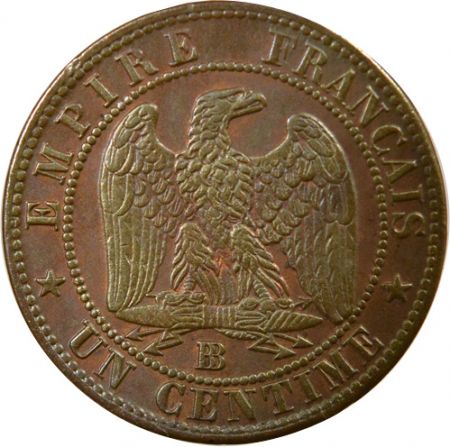 France Napoléon III - 1 Centime, Tête laurée - 1862 Grand BB Strasbourg