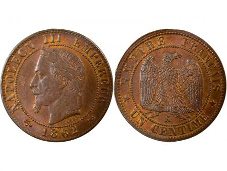 France Napoléon III - 1 Centime, Tête laurée - 1862 K Bordeaux