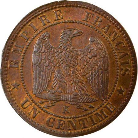 France Napoléon III - 1 Centime, Tête laurée - 1862 K Bordeaux