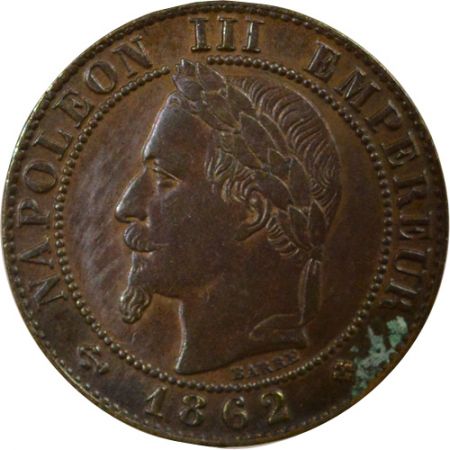 France Napoléon III - 1 Centime, Tête laurée - 1862 Petit BB Strasbourg