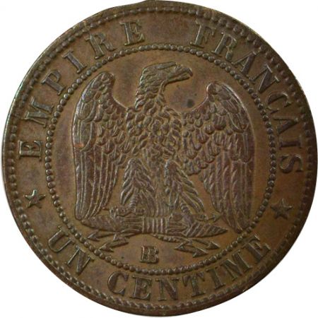 France Napoléon III - 1 Centime, Tête laurée - 1862 Petit BB Strasbourg