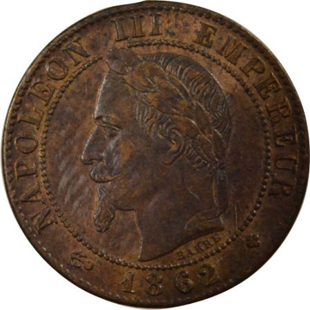 France Napoléon III - 1 Centime, Tête laurée - 1862 Petit BB Strasbourg