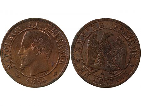 France NAPOLEON III - 1 CENTIME TETE NUE - 1854 A PARIS