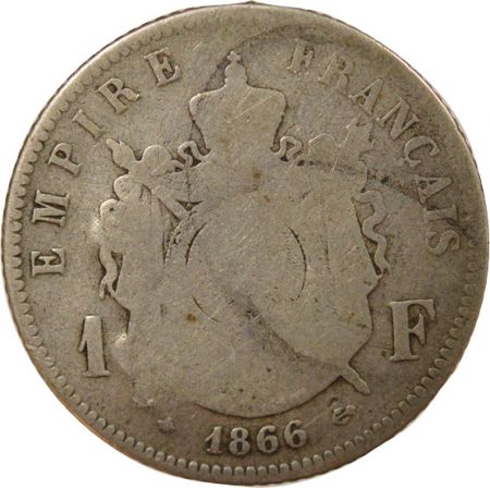 France Napoléon III - 1 Franc Argent, Tête laurée, SEDAN - 1866 A Paris