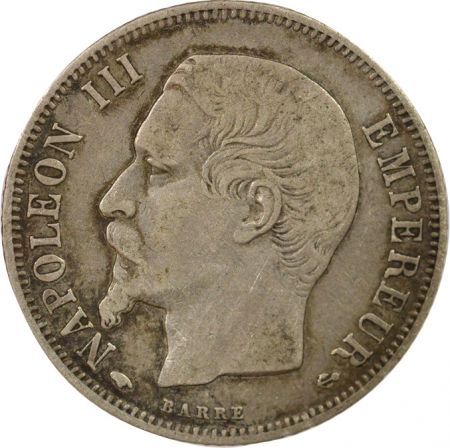 France Napoléon III - 1 Franc Argent, Tête nue - 1858 A Paris